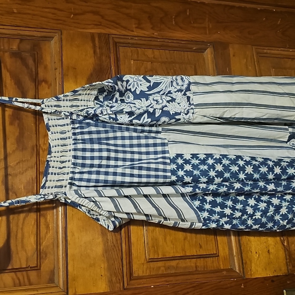 Universal Threads Blue And Cream Patchwork Maxi D… - image 6